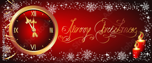 Christmas background with chimes, serpentine and urning candle