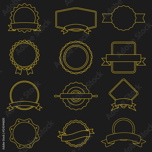 Premium quality outline labels collection over black background