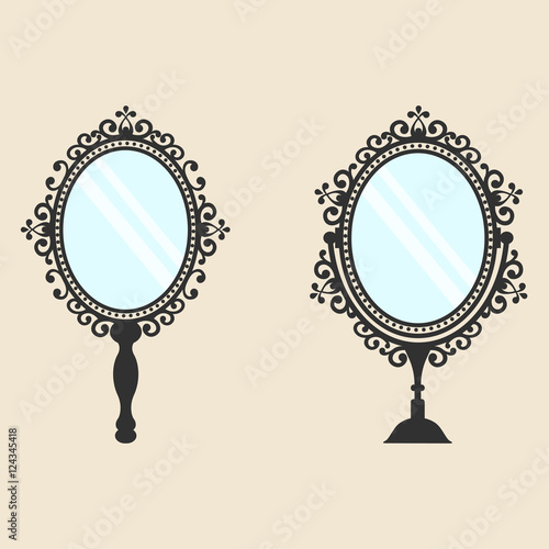 mirror in vintage style set on the background