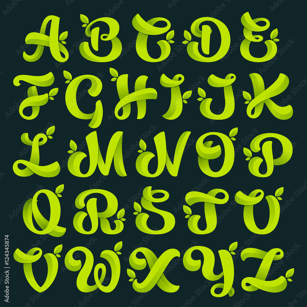 Alphabet with green leaves. Alphabet with green leaves.