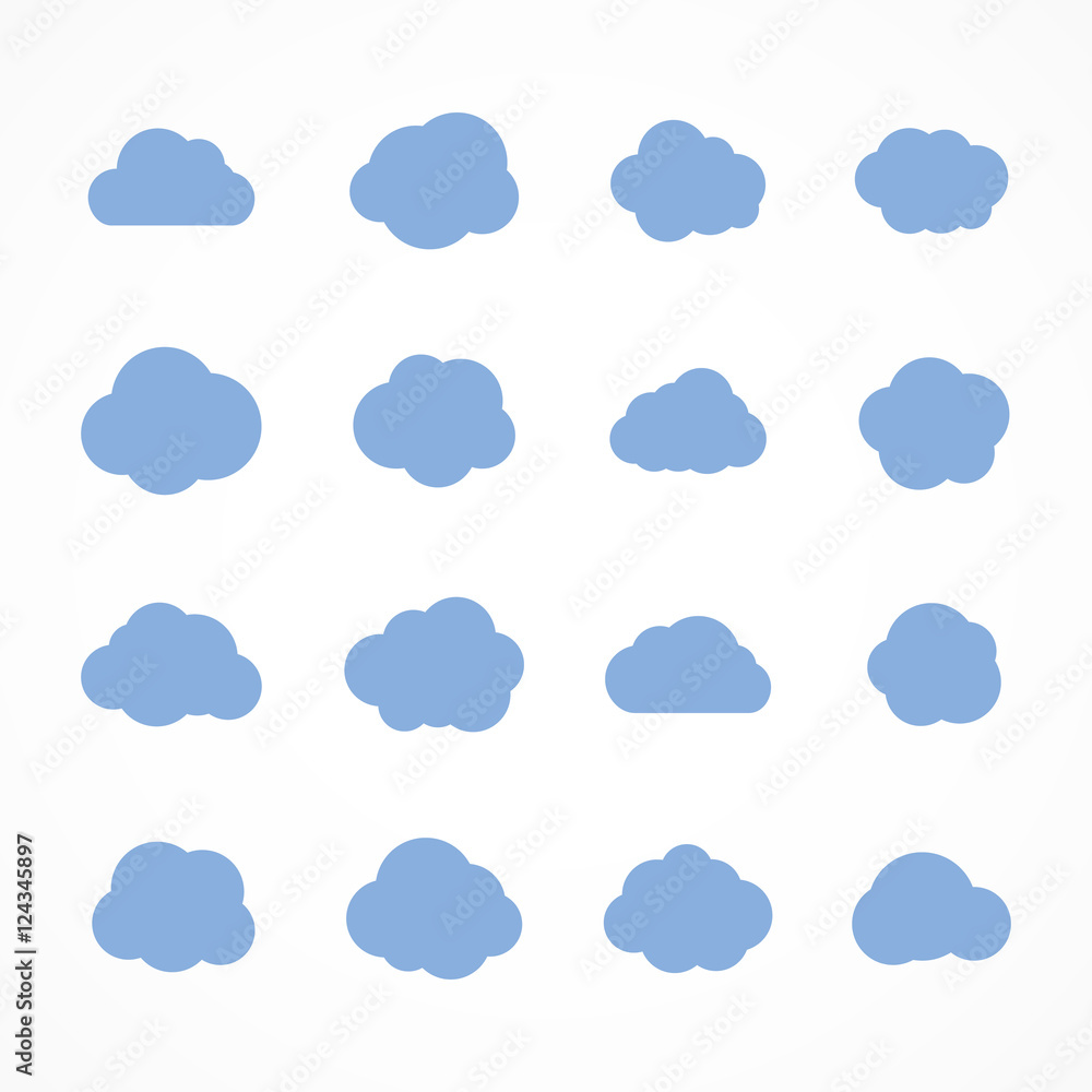 Collection of stylized fluffy cloud silhouettes. Isolated on white background. Vector illustration, eps 8.
Collection of stylized fluffy cloud silhouettes. Isolated on white background. Vector illustration, eps 8.
