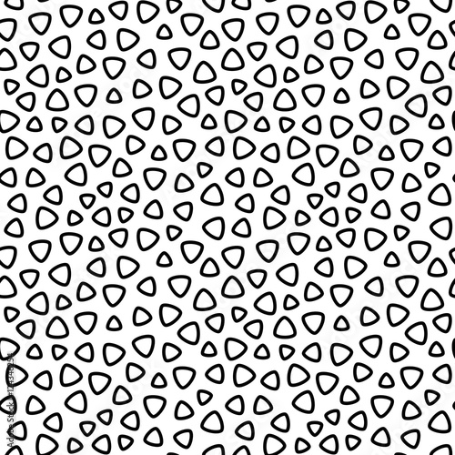 Vector monochrome seamless pattern, rounded lined figures, chaotic rotation, black & white background. Geometric texture for tileable print, decoration, textile, wallpaper, digital, web, other designs