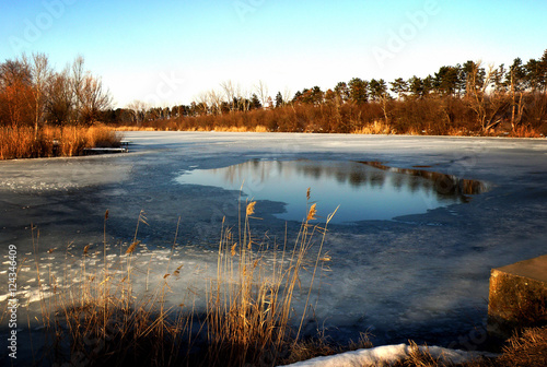 Ice on the lake at winter