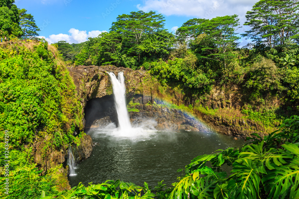 Hawaii, Rainbow Falls in Hilo - obrazy, fototapety, plakaty 