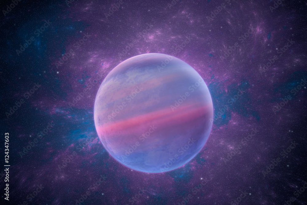 Astronomy photo with planet, nebula and stars in space