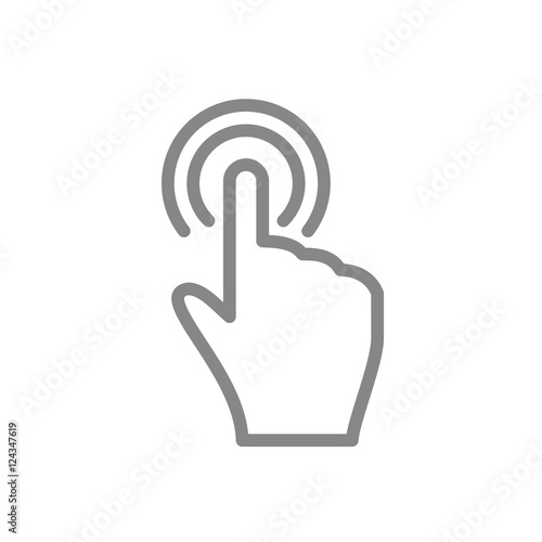 Hand touch and tap gesture line art icon for apps and websites