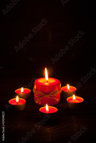 candles at wooden table