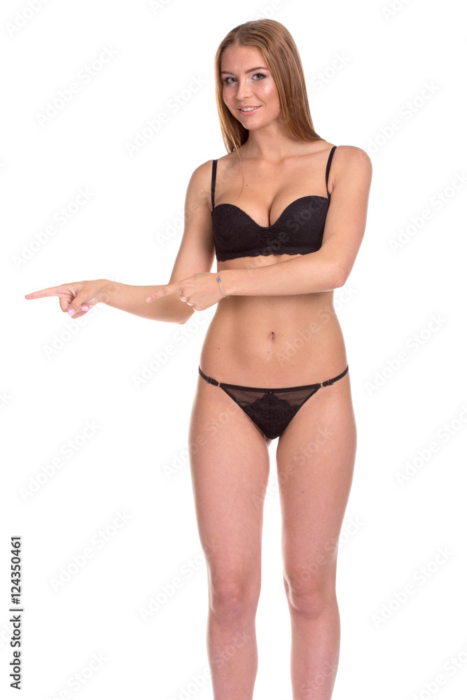 Woman showing direction by fingers Woman showing direction by fingers