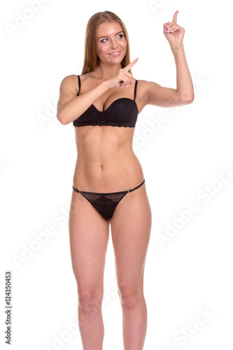 Photography Woman showing direction by fingers