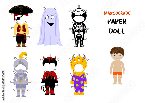 Halloween paper doll cartoon vector