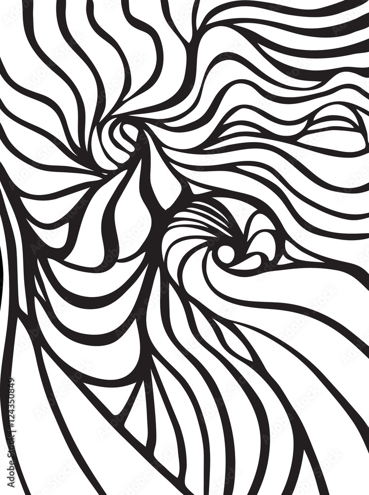 Abstract black and white wavy stripes vector background