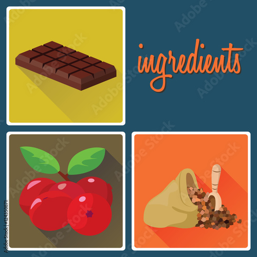 Food. The ingredients - buckwheat, cranberry, chocolate