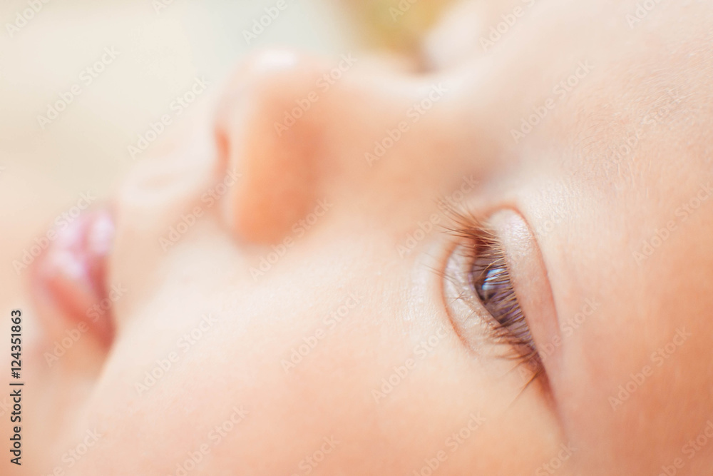 eyes, nose and lips at close range of a small child
