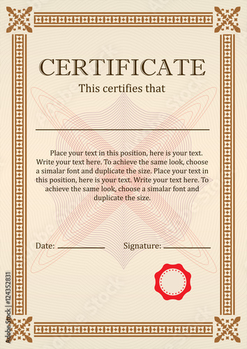 Certificate or Diploma of completion design template with borders. Vector illustration of Certificate of Achievement, coupon, award, winner certificate.