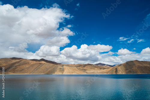 Pangong Lake with mountain and blue sky, Leh Ladakh