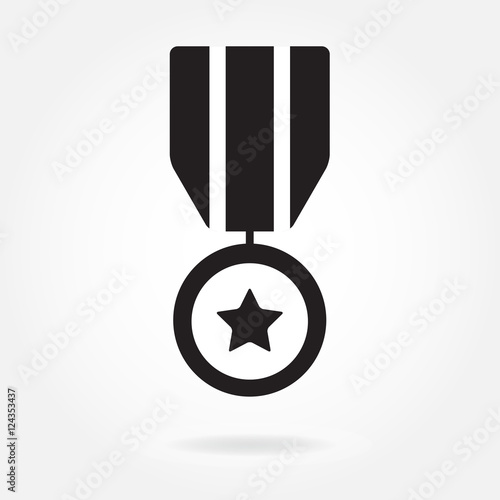 Medal icon or sign isolated on white background. Military symbol with star.  Vector illustration.