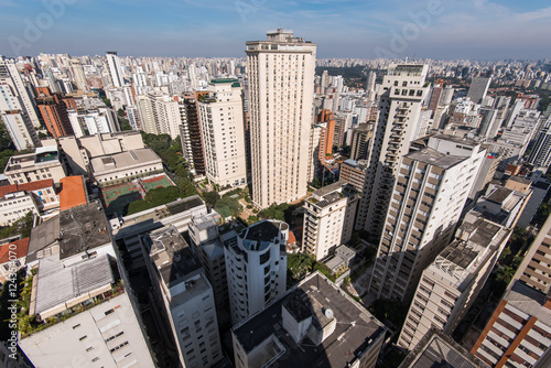 Aerial view of residential buildings in an expensive neighborhood in Sao Paulo