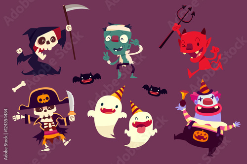 halloween characters doing funny dance in party