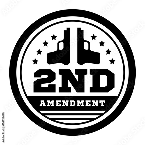 Second Amendment to the US Constitution to permit possession of weapons. Vector illustration on white