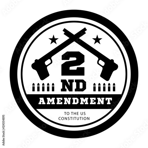 Second Amendment to the US Constitution to permit possession of weapons. Vector illustration on white