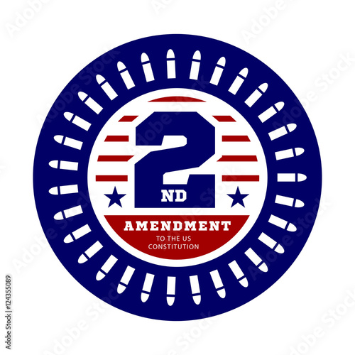 Second Amendment to the US Constitution to permit possession of weapons. Vector illustration on white