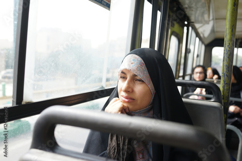 Beautiful Iranian Muslim woman on the street photo