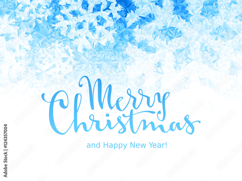 Merry Christmas and Happy New Year Lettering on ice background Merry Christmas and Happy New Year Lettering on ice background