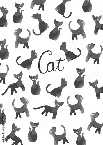 Pattern Cat Vector Water Color 
