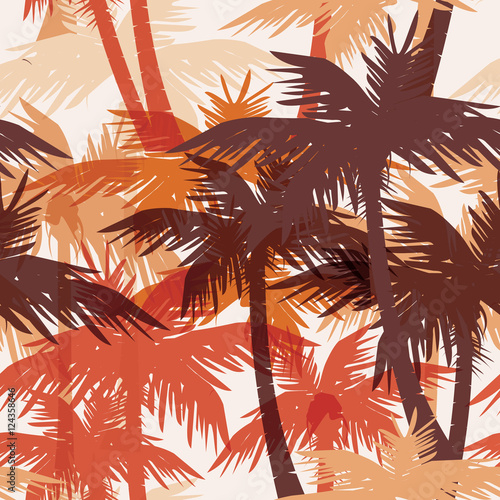 Tropical summer seamless print with palm.