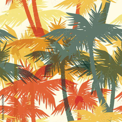 Tropical summer seamless print with palm.