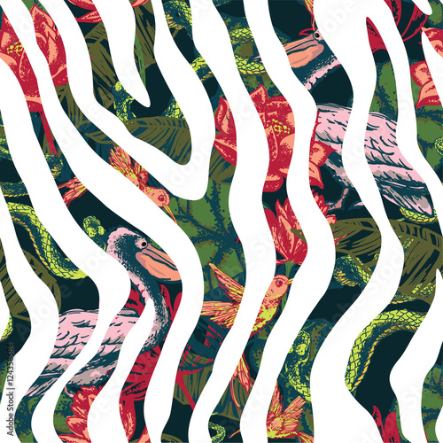 Hand draw tropical fantasy background.