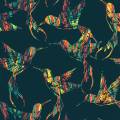Fototapete Eklektische Muster Exotischer Vogel im Tropenmuster  © Nadia Grapes