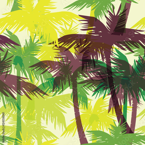 Tropical summer seamless print with palm.