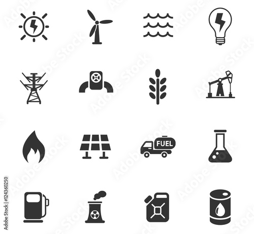 fuel and power icon set