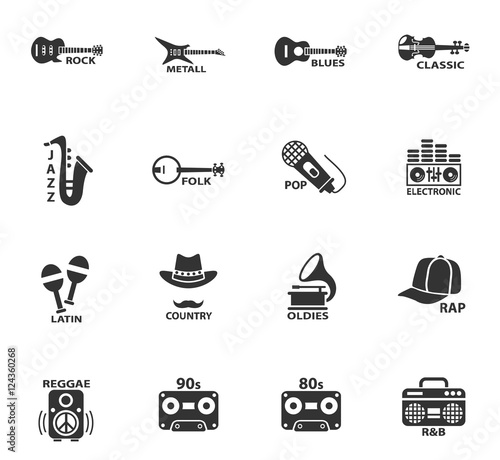 musical genre icon set