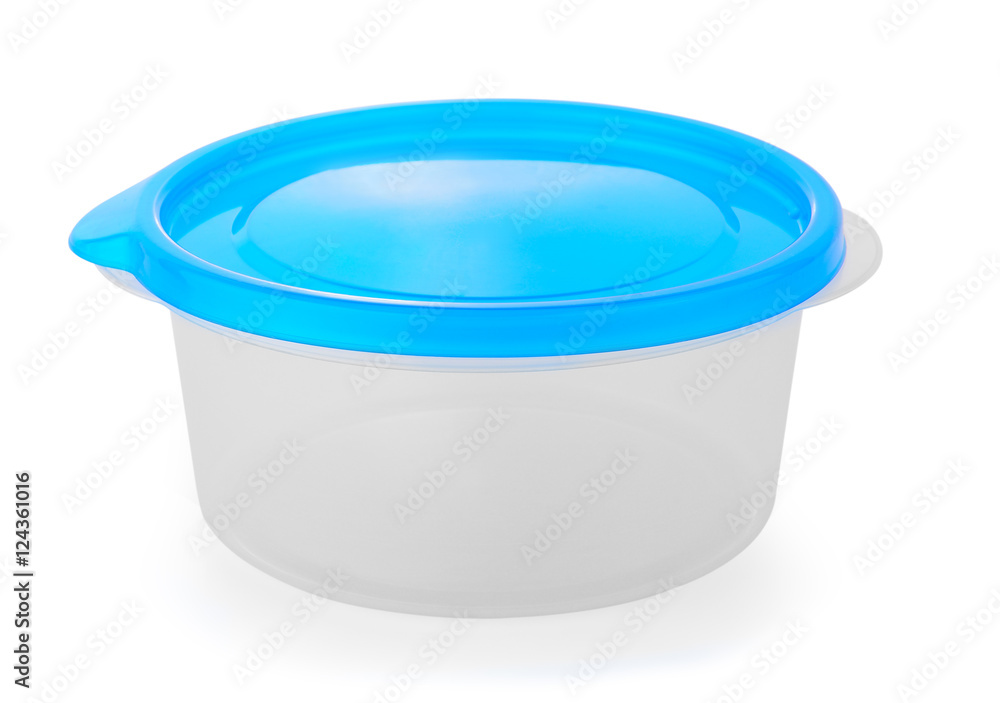 white plastic box with blue cab isolated on white background white plastic box with blue cab isolated on white background