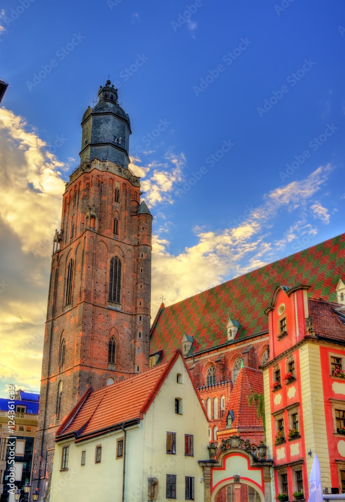 View of St. Elizabeth Church in Wroclaw, Poland