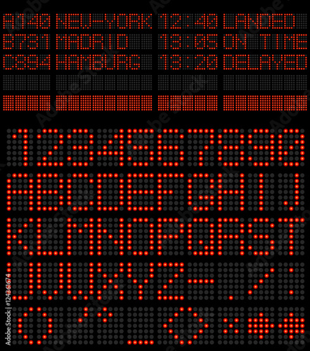 Airport schedule alphabet red diode