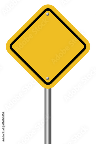 Blank diamond shaped warning yellow sign