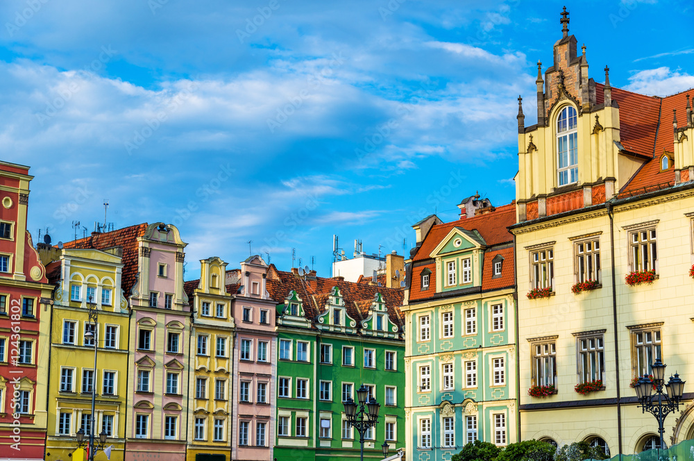 Colorful Houses on the Market square in Wroclaw, Poland