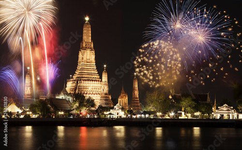 exotic new year - Bangkok new year countdown fireworks at Wat Ar