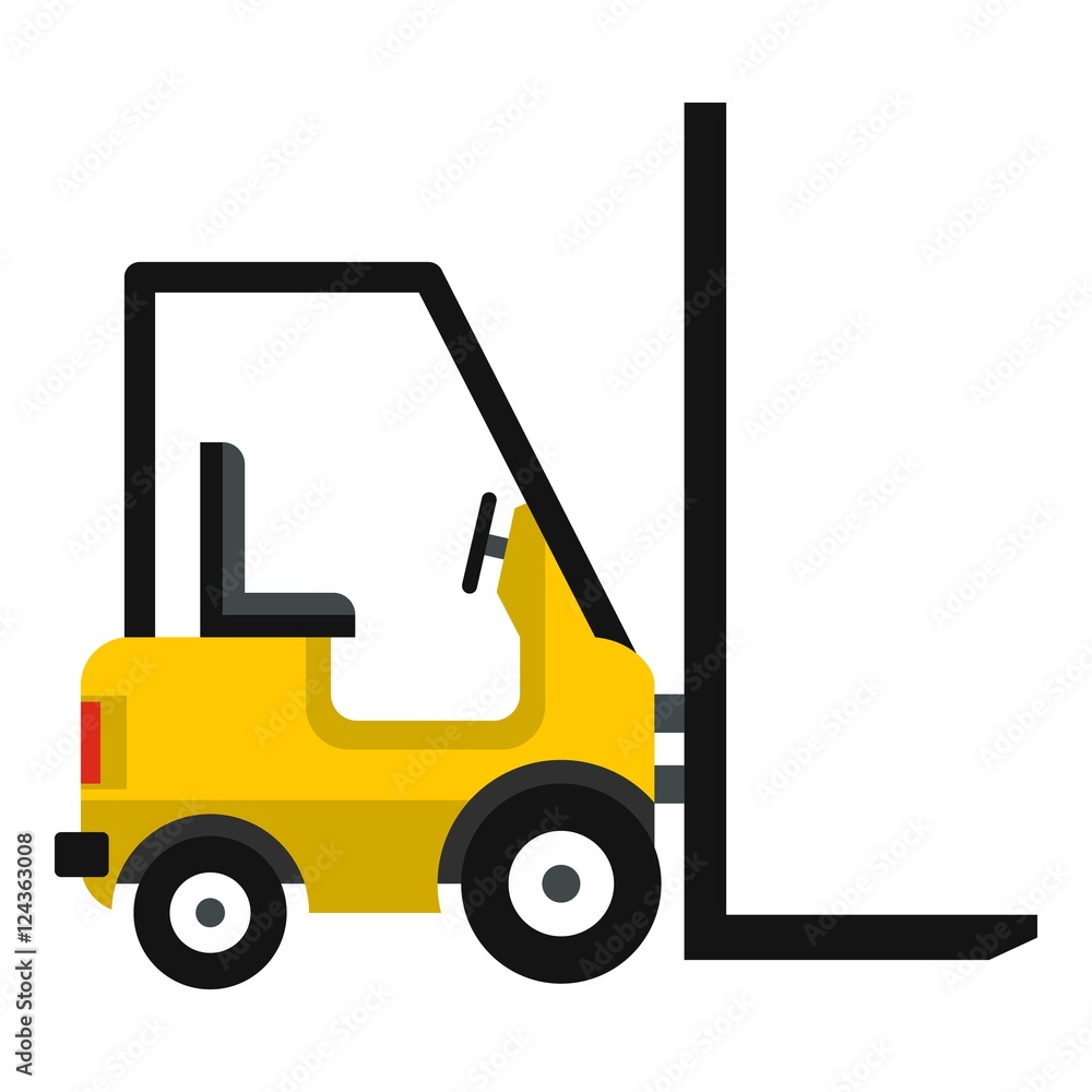 Yellow stacker loader icon. Flat illustration of stacker loader vector icon for web design Yellow stacker loader icon. Flat illustration of stacker loader vector icon for web design