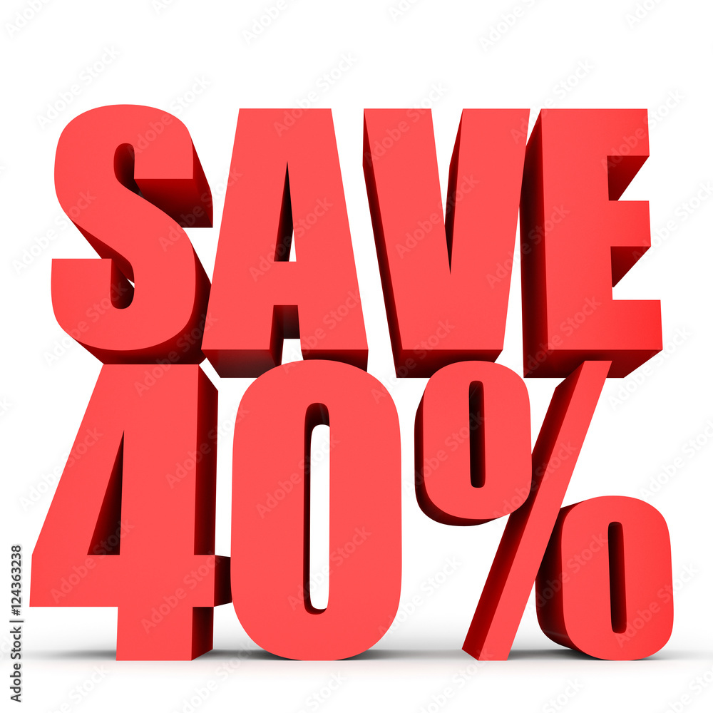 Discount 40 percent off. 3D illustration on white background. Discount 40 percent off. 3D illustration on white background.