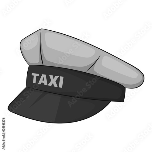 Cap taxi driver icon. Gray monochrome illustration of cap taxi driver vector icon for web