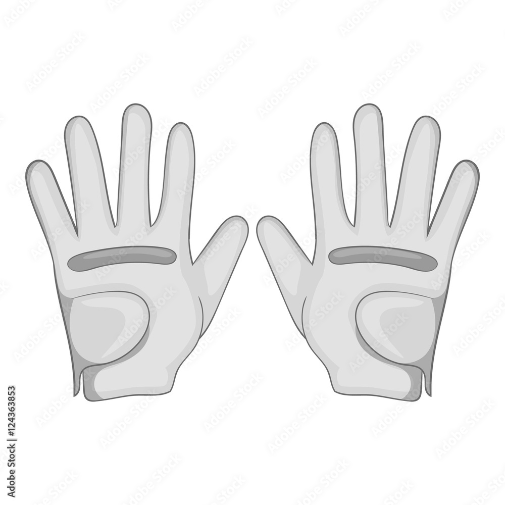 Golf gloves icon. Gray monochrome illustration of golf gloves vector icon for web Golf gloves icon. Gray monochrome illustration of golf gloves vector icon for web