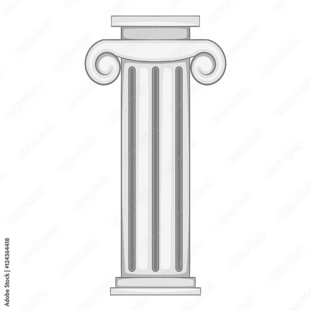 Decorative roman pillar icon. Gray monochrome illustration of decorative roman pillar vector icon for web Decorative roman pillar icon. Gray monochrome illustration of decorative roman pillar vector icon for web