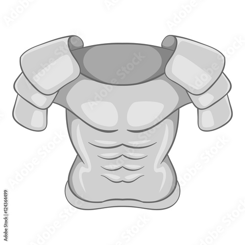 Iron armor icon. Gray monochrome illustration of iron armor vector icon for web