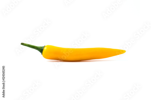 Yellow chilli pepper on white background. © n.ko.studios