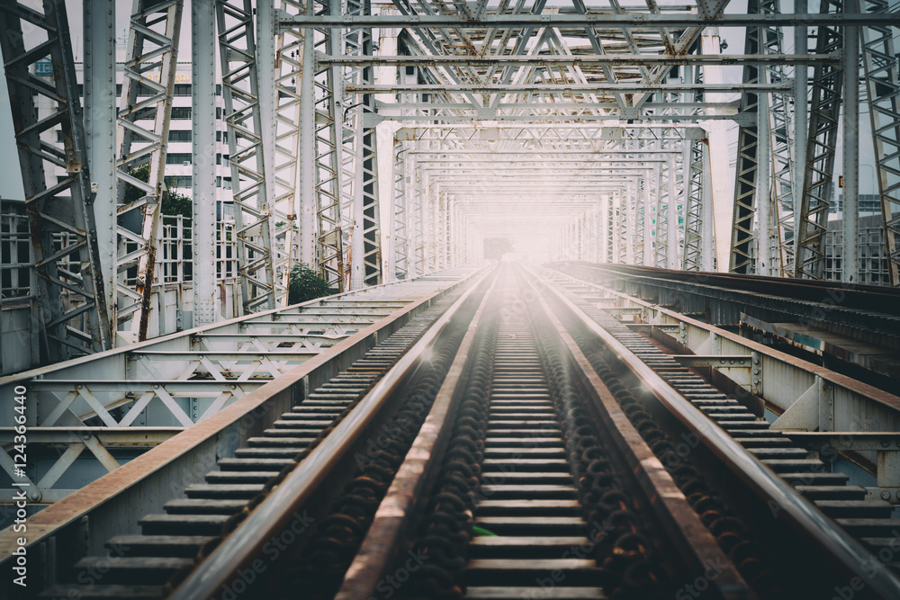Fototapeta premium iron bridge and railway