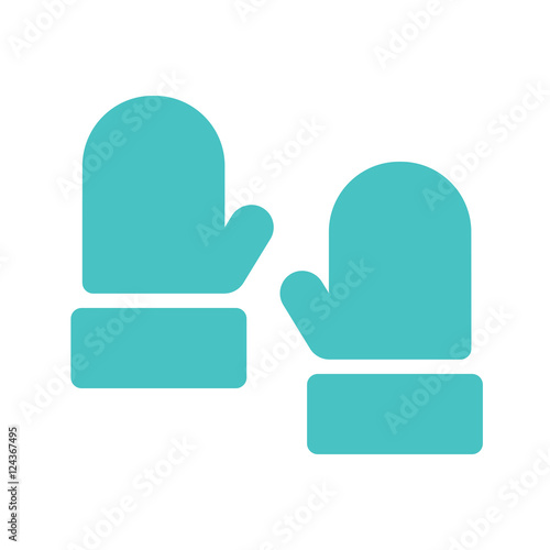 mitten glove pair potholder simple blue icon on white background